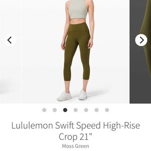 Lululemon Swift Speed High-Rise Crop 21" Moss Green size 10